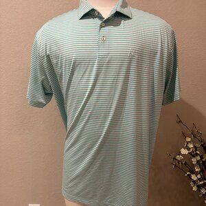 Rhoback Men's Polo Striped Green/White XXL